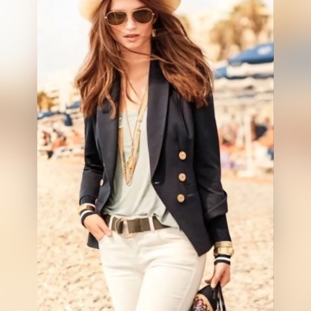 Cabi Grand Slam Blazer Navy Blue Style 5150 Size 6 Casual Elegance